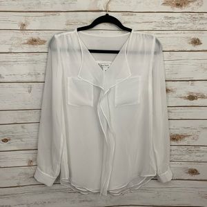White House Black Market Career Sheer White Blouse